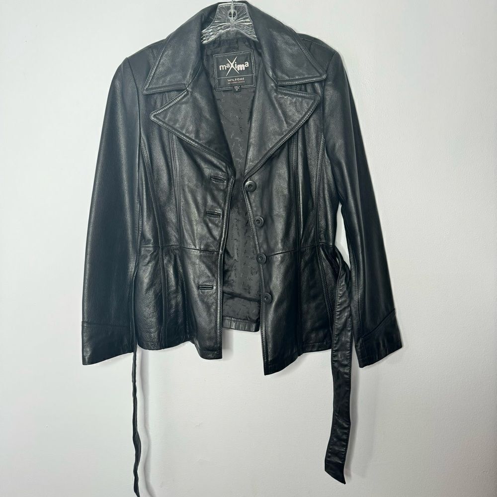 Wilson black leather jacket size medium